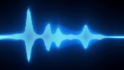 Aufkleber - Bright blue sound waves pulse rhythmically in a dark setting, illustrating the energy and movement of audio.