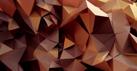 Poster - Abstract low-poly pattern with warm brown and copper tones, creating a modern and geometric visual effect.