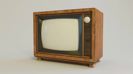 Poster - An old fashioned television with a blank white screen, ready for use