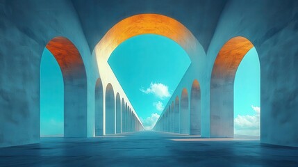 majestic bridge lowangle perspective soaring arches against azure sky feat of civil engineering geometric precision symbolic of progress