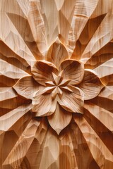 Canvas Print - A beautiful wooden flower carving on a wall, perfect for decorating any room