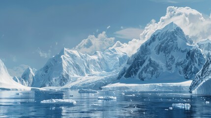 Poster - A group of icebergs floating on the surface of the ocean