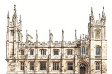 Aufkleber - A city hall building with a prominent clock tower, suitable for use in architectural or urban planning contexts