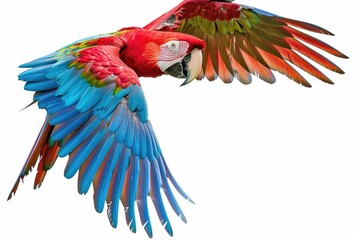 Poster - A vibrant parrot spreads its wings and takes to the sky, perfect for illustrations or designs needing a pop of color and whimsy
