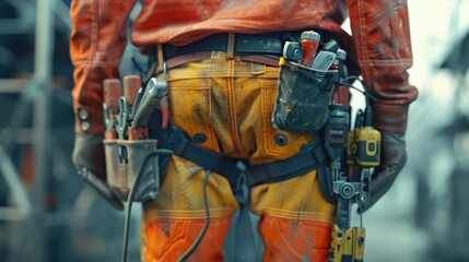 Poster - A person wearing a tool belt, ready for work or DIY projects