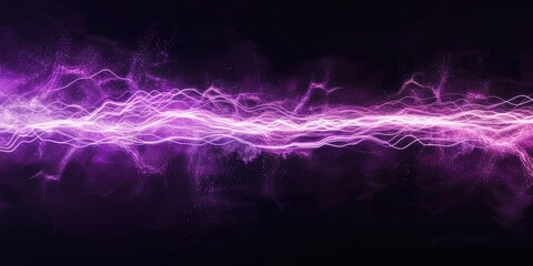 Wall Mural - long straight line of purple, powerful energy. on black background. 