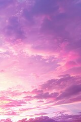 Aufkleber - A beautiful sunny day with a unique sky featuring shades of pink and purple, accompanied by fluffy white clouds