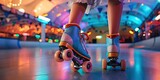 woman roller skating, roller rink