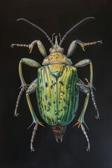 Poster - A close-up shot of a single insect sitting on a dark surface