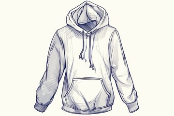 Poster - A simple illustration of a white hoodie on a plain white background, great for minimalist designs and creative projects