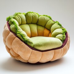 Poster - A chair made out of a large piece of lettuce with green leaves, AI