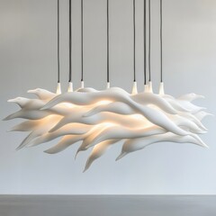 Sticker - A large white light fixture hanging from the ceiling with a bunch of lights, AI