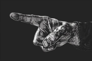 Poster - A black and white drawing of a hand pointing at something