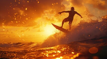 Sticker - Man riding a large wave on his surfboard, enjoying the thrill of the ride