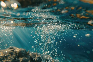 Poster - Clear water surface with rising bubbles, perfect for illustration or design