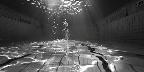 Poster - A classic image of a swimming pool in monochrome tones