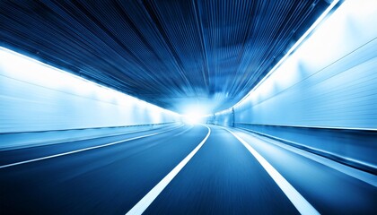 abstract speed motion in blue highway road tunnel