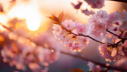 Wall Mural - sakura blossom with soft focus in the morning sunrise