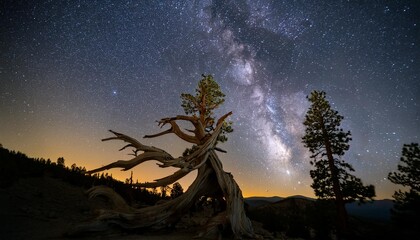 Canvas Print - milky way galaxy at ancient bristlecone pine forest