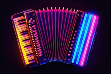 Poster - Close-up view of an accordion on a dark background