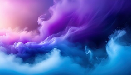 Wall Mural - mist texture color smoke paint water mix mysterious storm sky blue purple glowing fog cloud wave abstract art background with free space