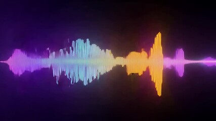 Aufkleber - A vibrant sound wave visualization illustrates audio frequencies in various colors against a black backdrop.