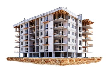 Poster - A large residential building with multiple windows and balconies, ideal for use in real estate or architecture illustrations