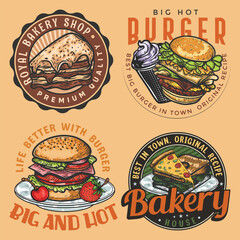 Wall Mural - fast food labels and badges