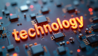 Poster - A close-up of a circuit board with technology in neon lights, like a beacon guiding the way in a digital landscape.