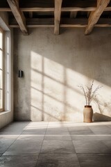 Poster - A decorative vase holds a lush plant in front of a sunny window