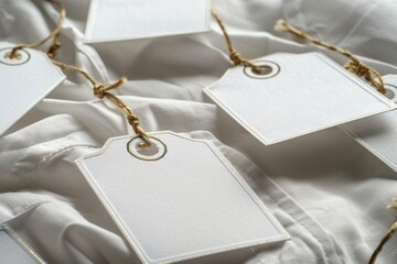 Aufkleber - A bunch of colorful tags hang from a string