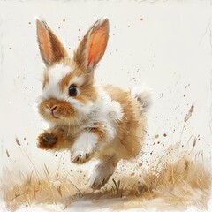 Canvas Print - A Playful Bunny Running Through Grass