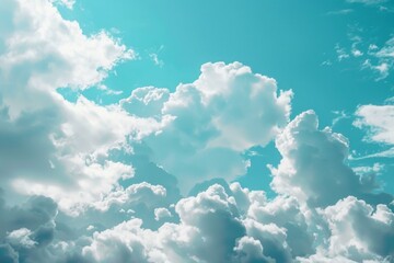 Fototapete - A plane soaring through a cloudy blue sky with a sense of freedom and adventure