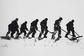 Sticker - People enjoying winter sport on snowy mountain slope