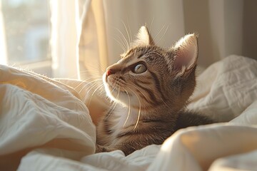 Canvas Print - Cute Kitten in a Bed of Sunlight