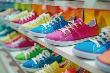 Poster - A collection of vibrant footwear displayed on a shelf