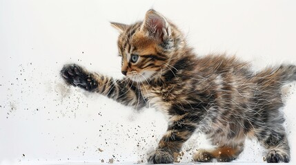 Wall Mural - Playful Kitten Reaching Through Dust