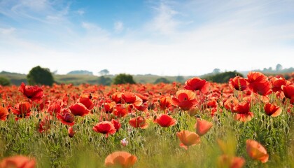 poppy field beauty on isolated background