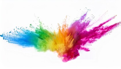 Poster - colorful rainbow holi paint color powder explosion isolated white background