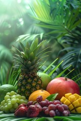 Aufkleber - A colorful arrangement of various fruits on a table