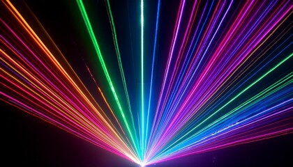 Sticker - lot of beautiful multi colored laser beams in dark at disco