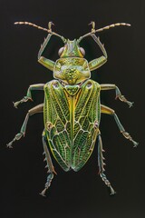 Wall Mural - A macro shot of a small insect on a dark background