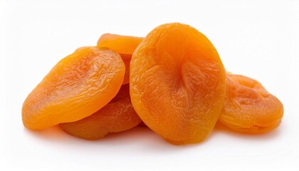 dried apricots close up on a white background