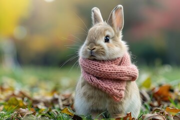 Wall Mural - Cute Bunny in Autumn