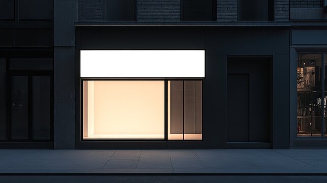 A minimalist storefront with a sleek, backlit sign that adds a modern touch to the store's exterior while prominently displaying its name