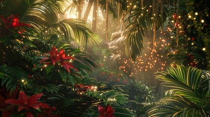 Poster - A dense forest with many trees and plants