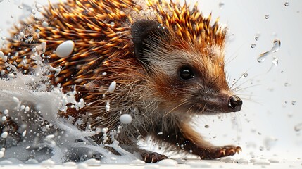 Poster - Hedgehog in Water Splashes