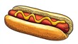 © sa-photo - A clipart image of a hot dog with mustard, with space for copy or logos.