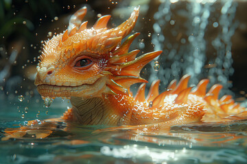 Canvas Print - Orange Dragon in Water