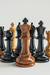 Poster - A group of black and brown chess pieces on a board